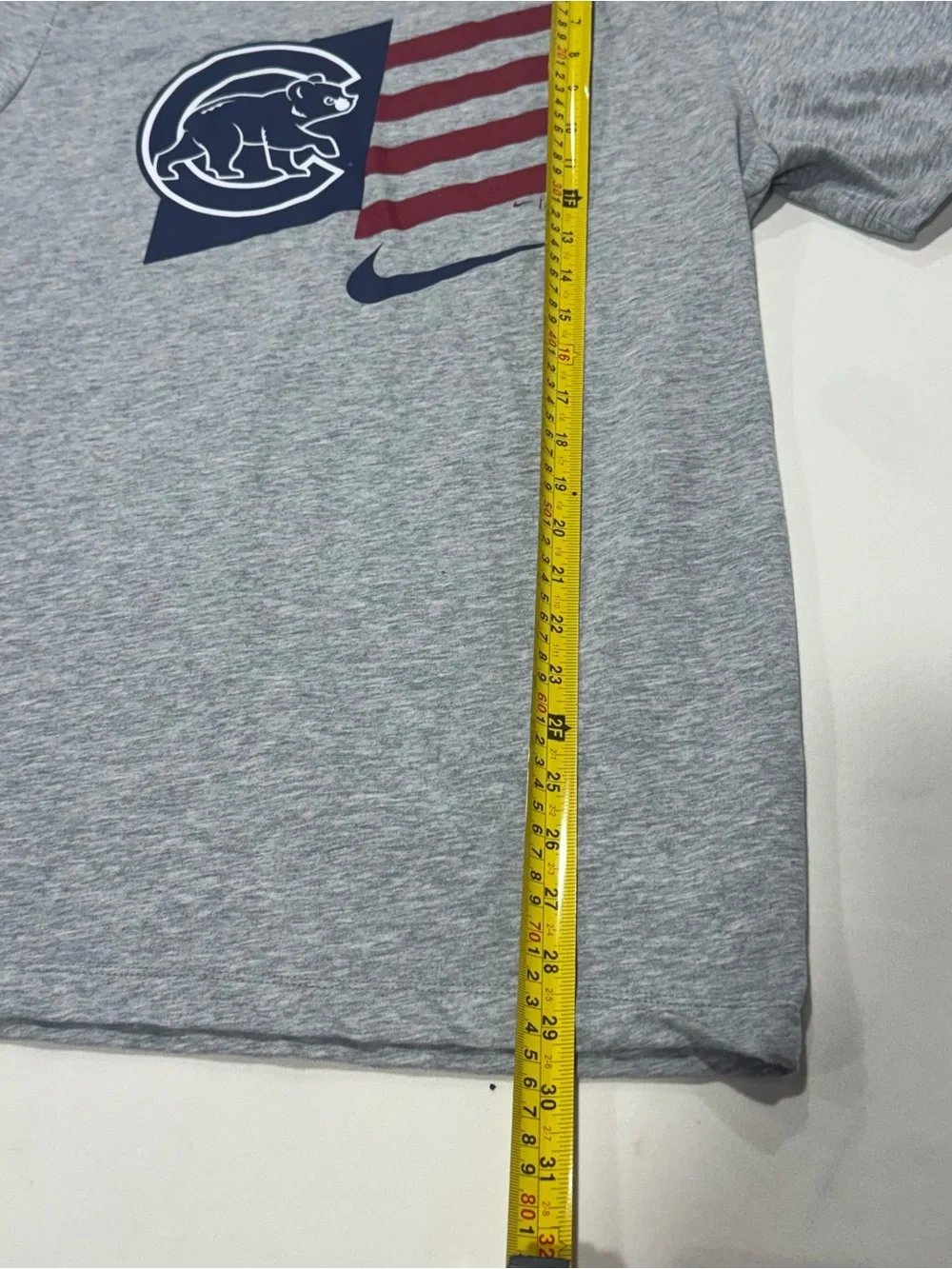 Nike NWT  Chicago Cubs Patriotic Nike Tee‎ Large Gray MLB Flag Logo DriFit